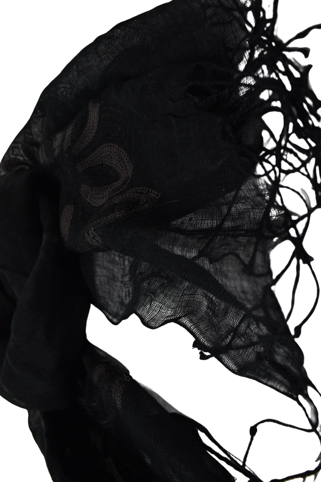 Stola in lino fiori neri