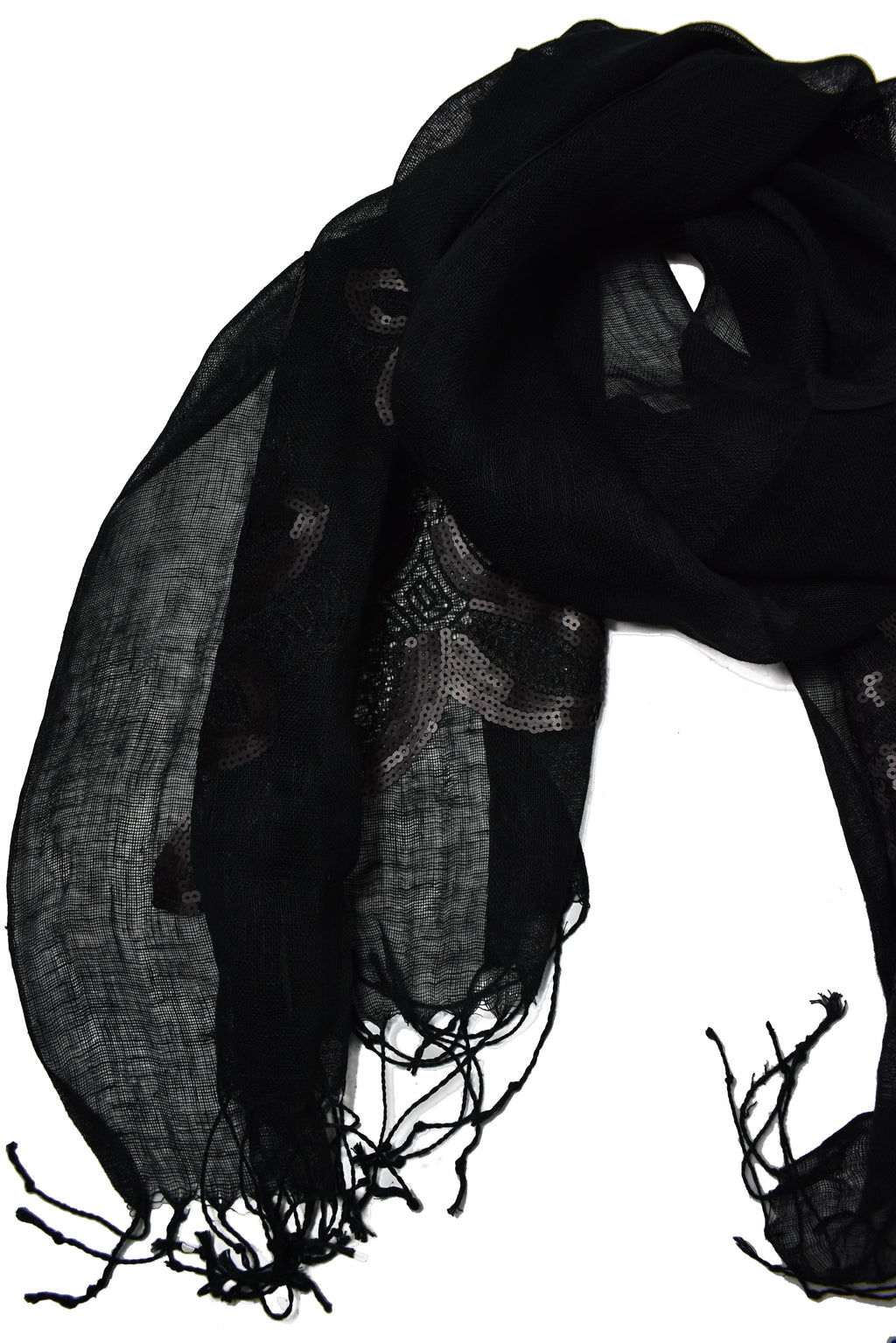 Stola in lino fiori neri
