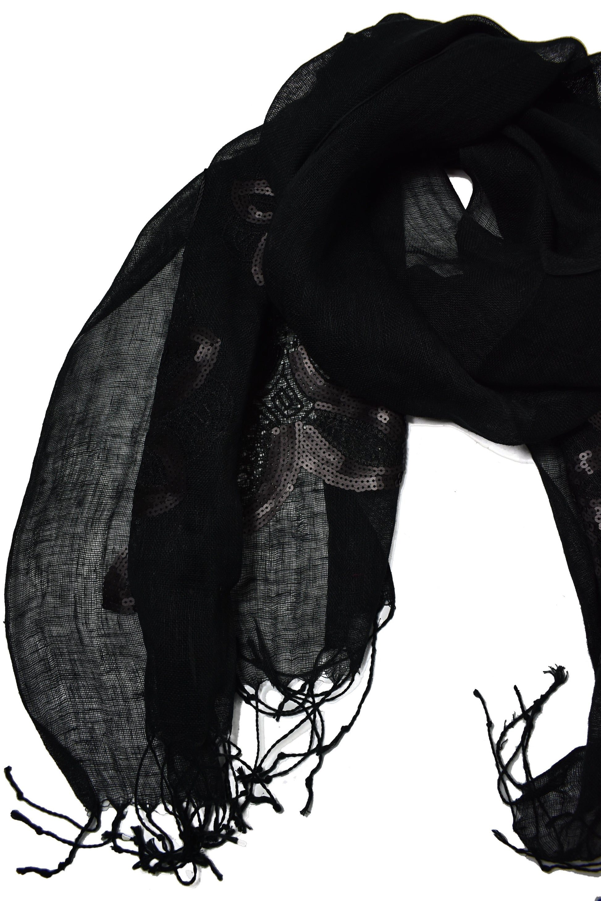 Stola in lino fiori neri