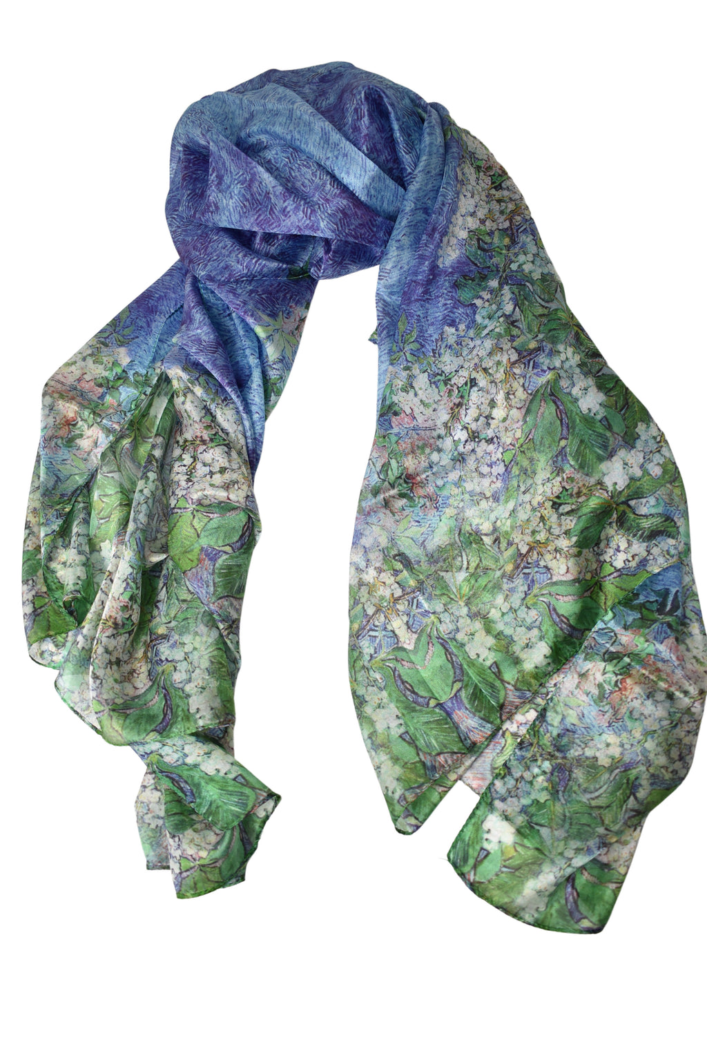 Foulard seta Art flowers bluverde