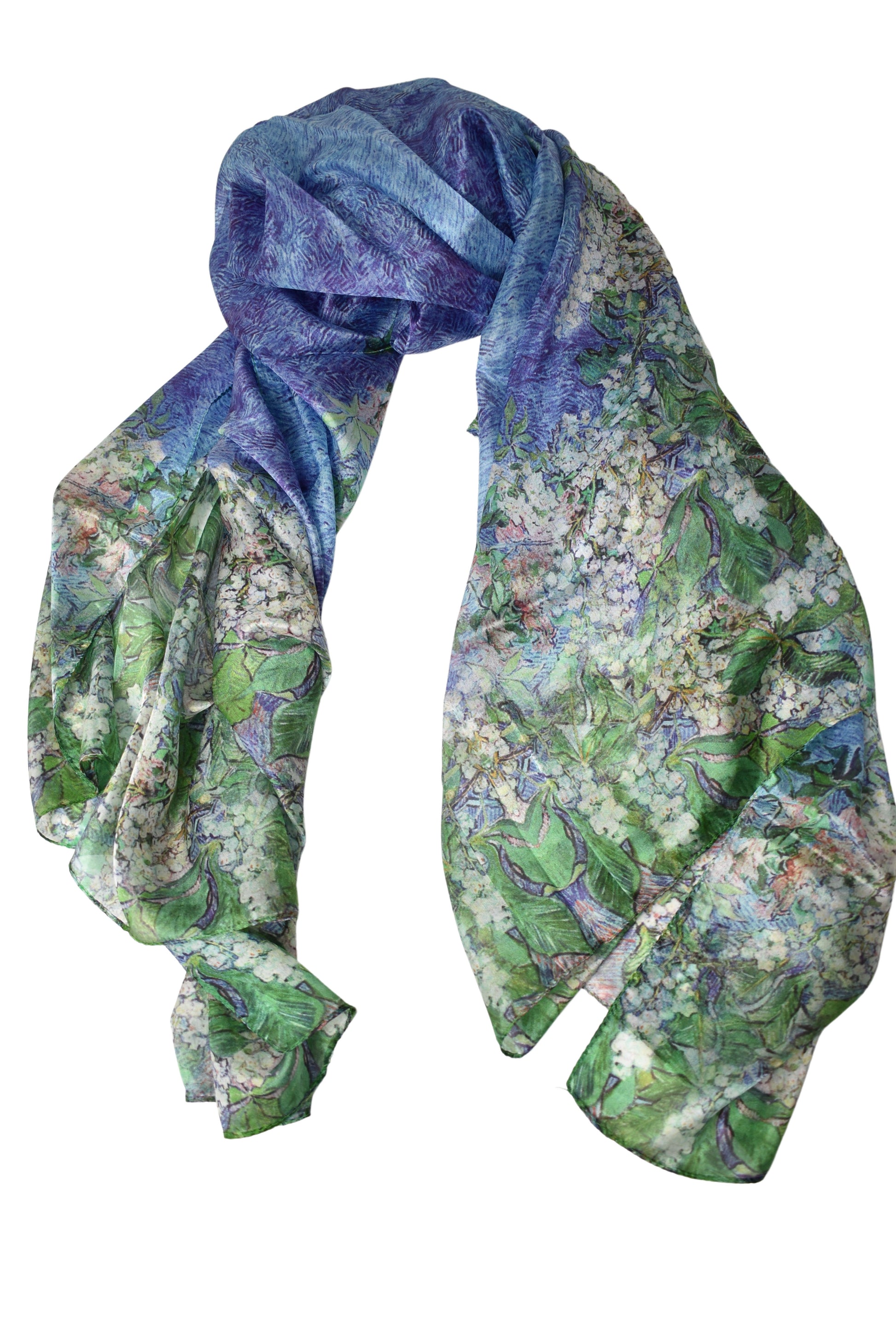 Foulard seta Art flowers bluverde