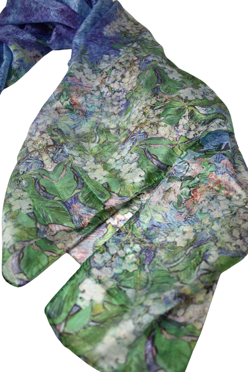 Foulard seta Art flowers bluverde