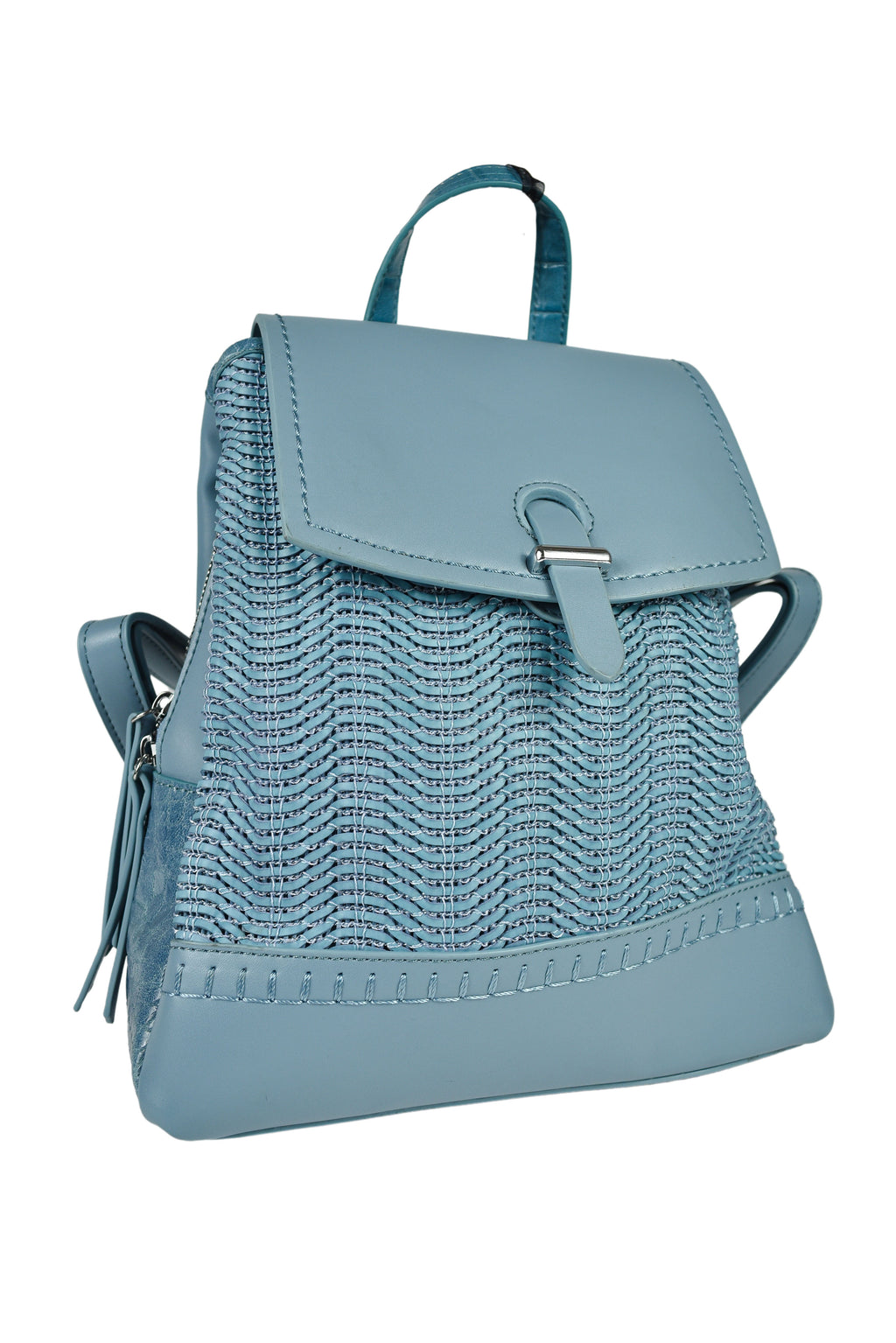 Zaino con intreccio celeste
