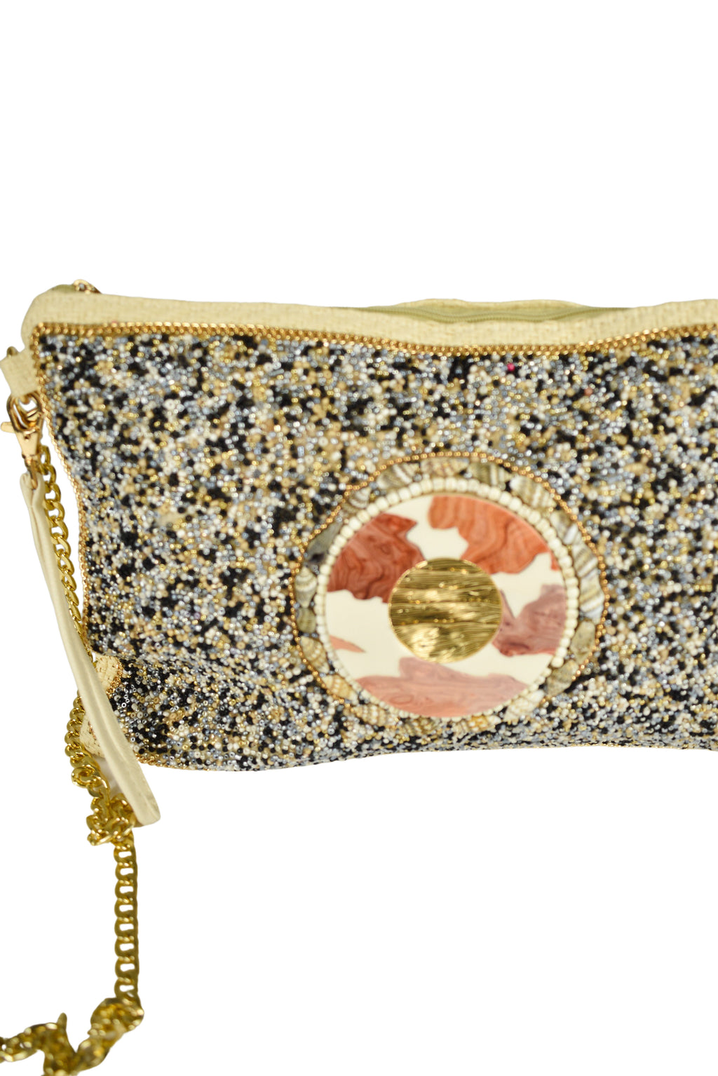 Pochette con tracolla placca nera