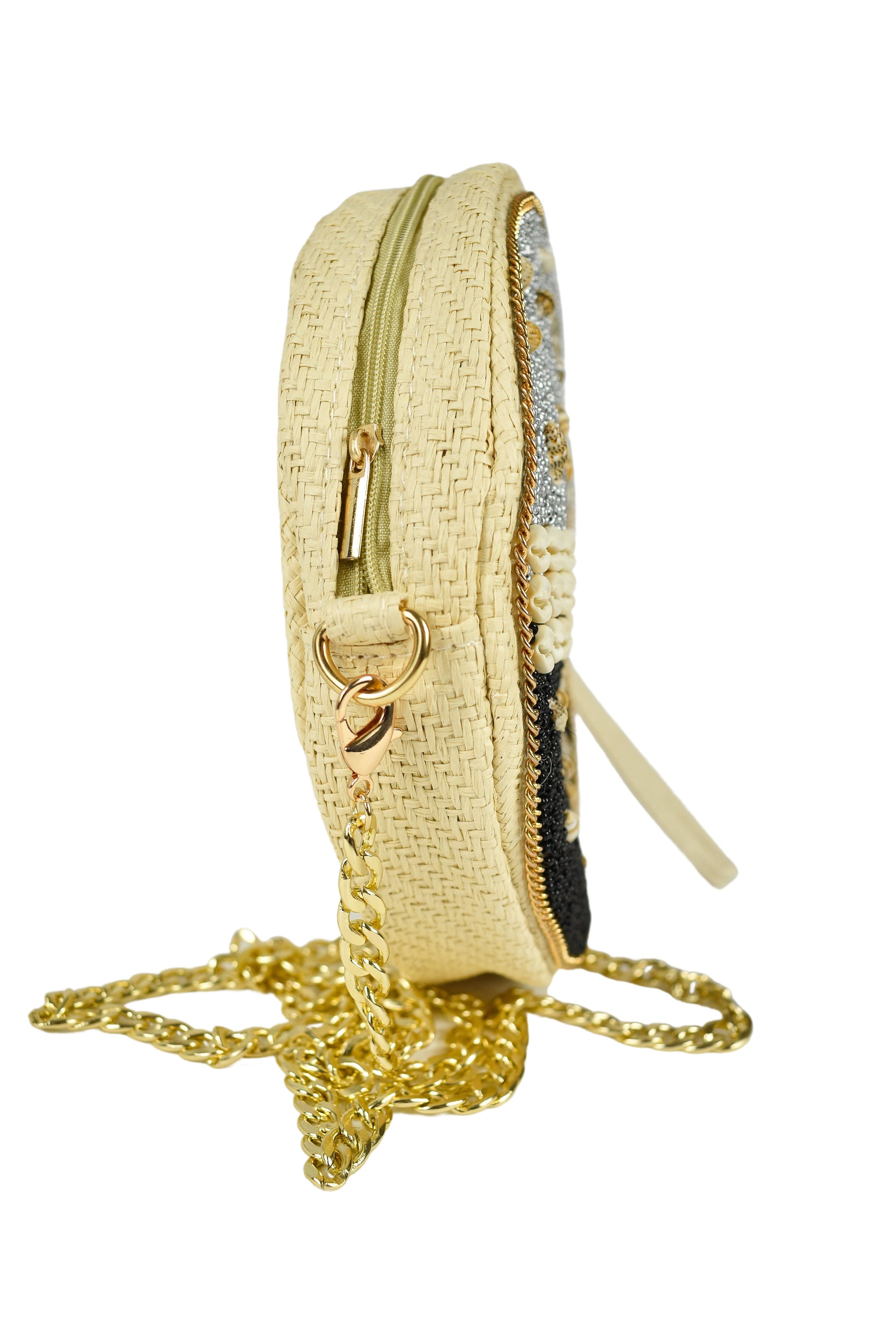 Pochette tonda conchiglie nera