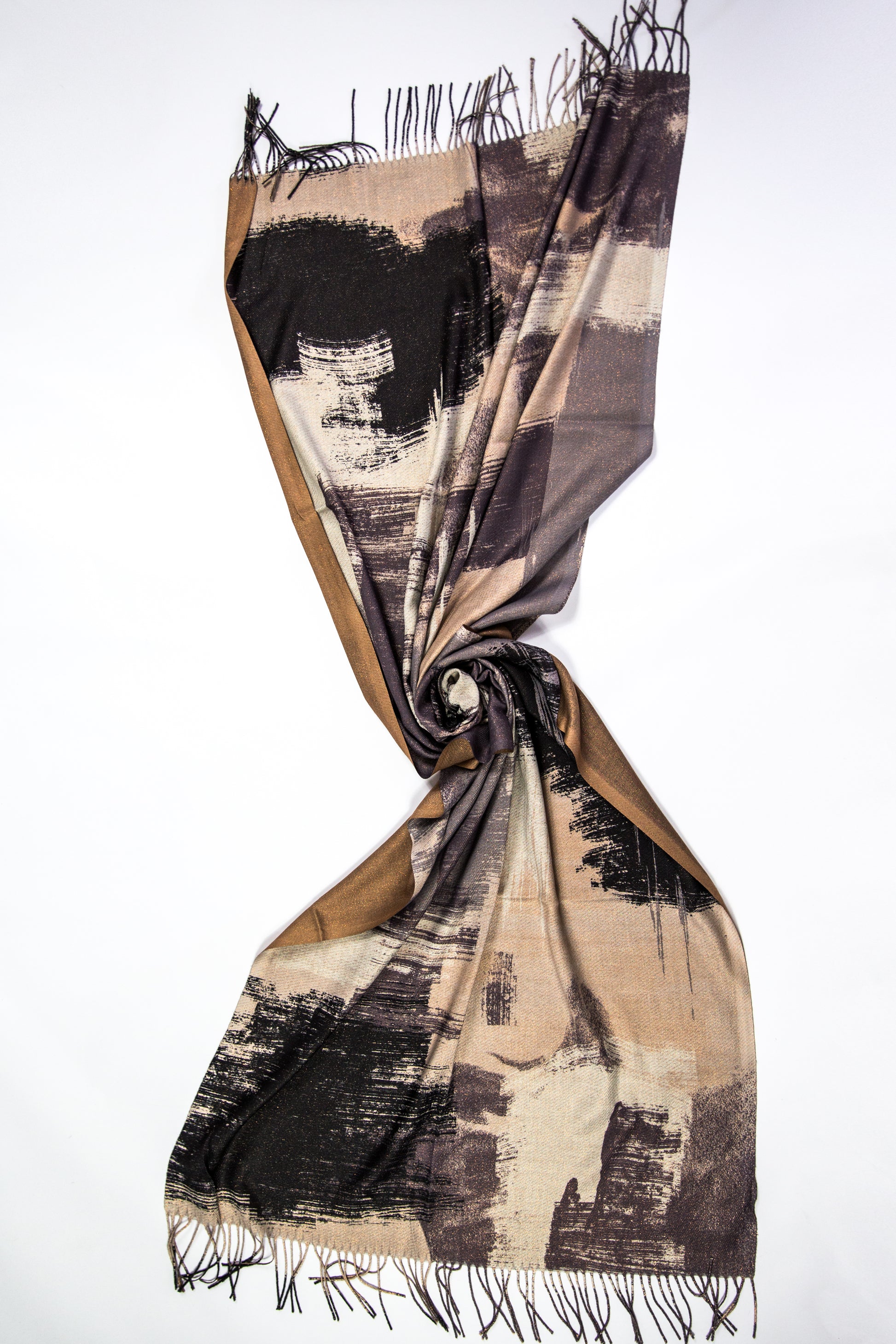 Foulard laminato con frangia