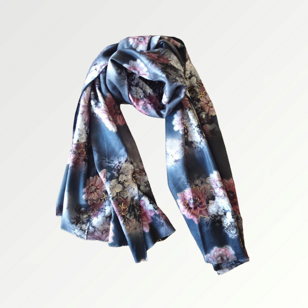 Sciarpa morbida fiori sfumata