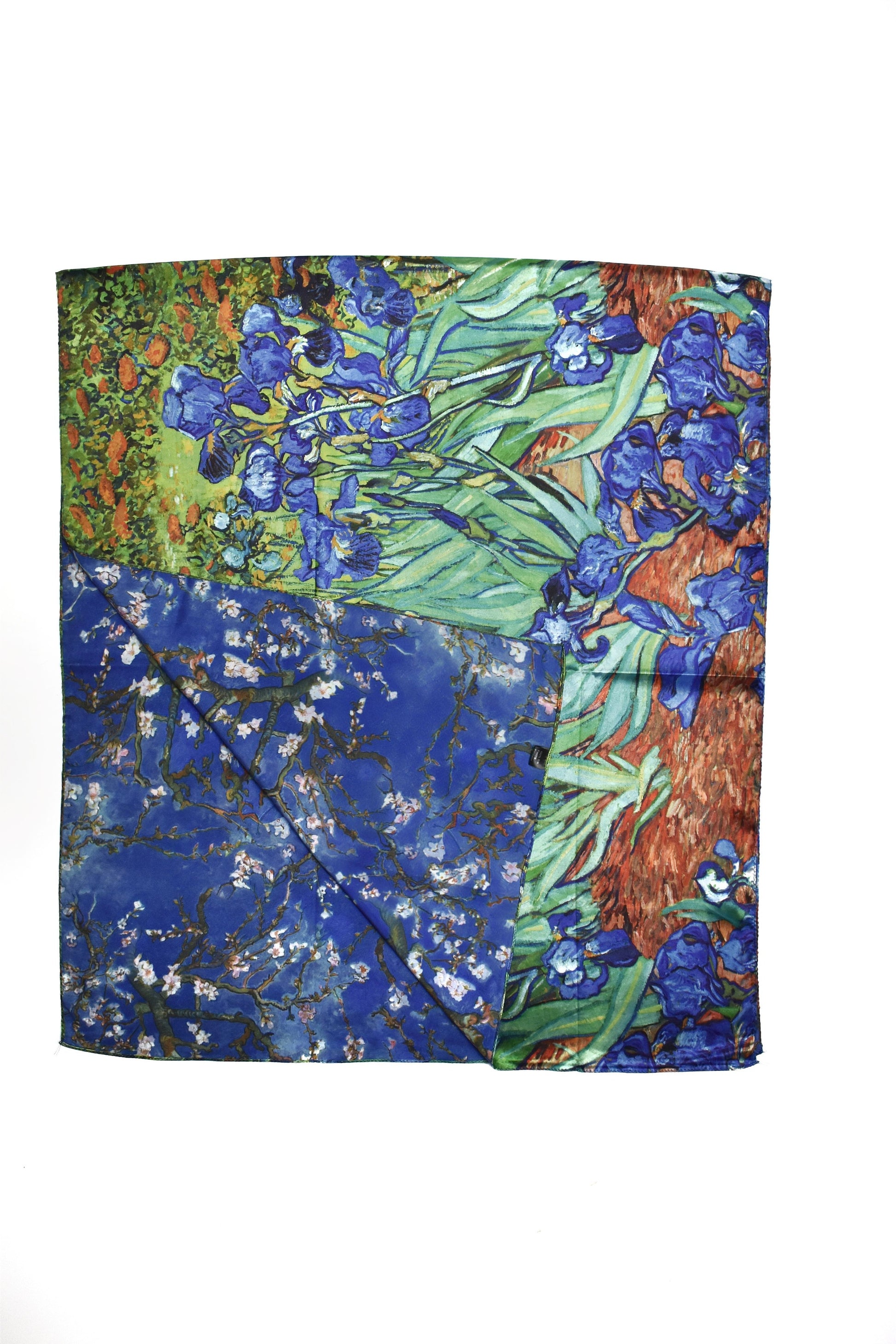 Foulard "Iris e ramo di mandorlo fiorito"