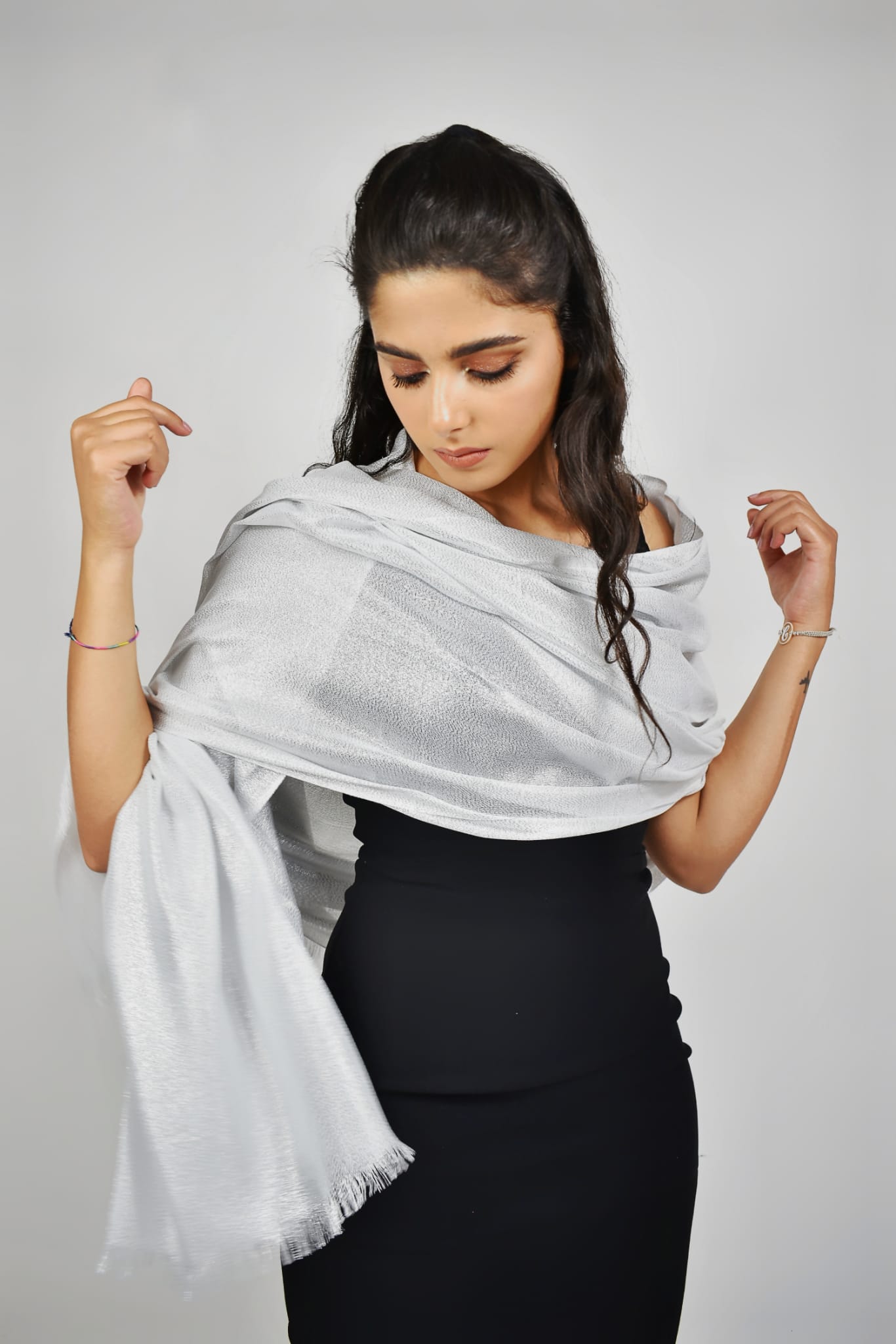 Pashmina/Stola laminata maxy