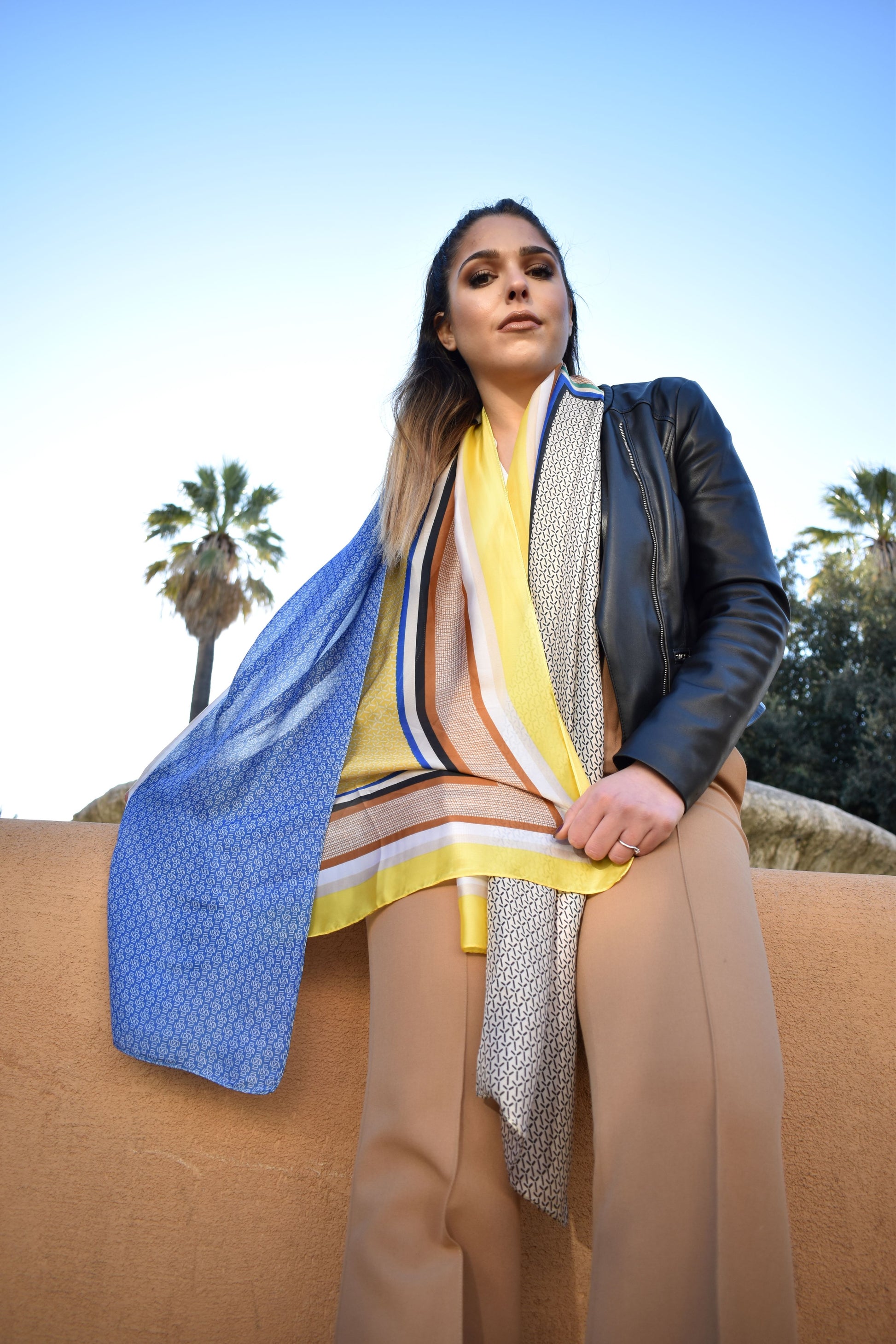 Foulard a doppie righe colorate