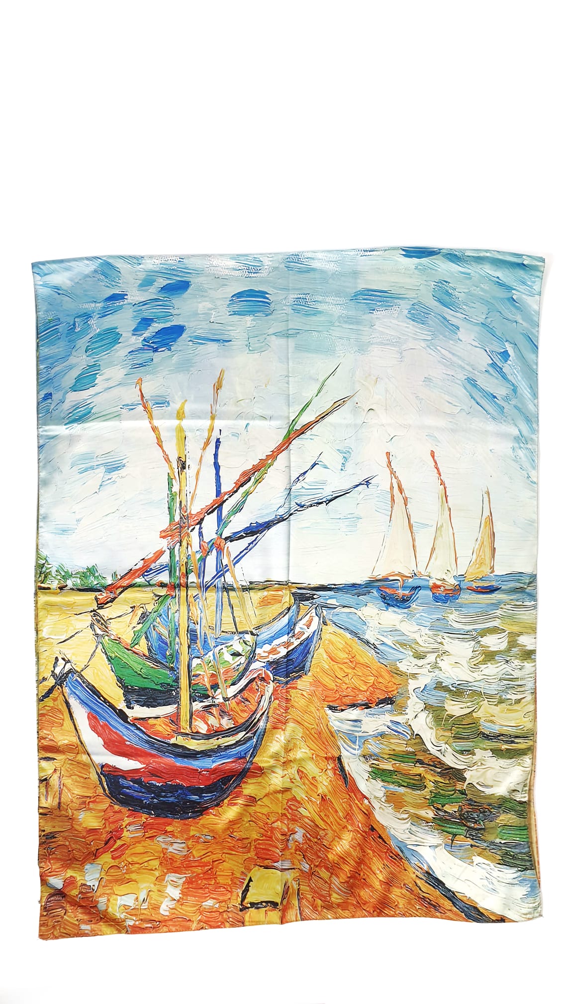 Foulard Van Gogh: Barche di pescatori sulla spiaggia di Les Saintes-Maries-de-la-Mer